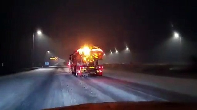Highways England plough escorts polices back to station after heavy snow on motorway network on February 2 2021. Video: West Yorkshire Police Traffic Dave