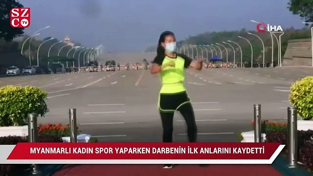 Myanmarlı kadın spor yaparken, darbenin ilk anlarını kaydetti