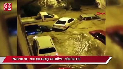 Download Video: İzmir'de sel suları araçları böyle sürükledi