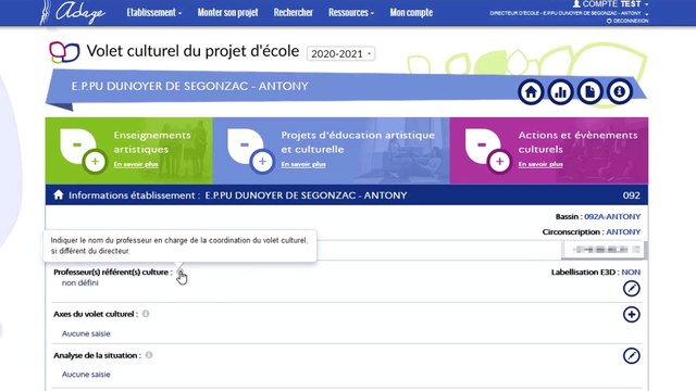 Renseigner les axes et objectifs du volet culturel