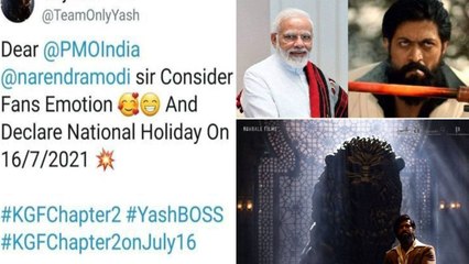 Yash Fans Writes Pm Modi To Declare National Holiday On KGF 2 Release