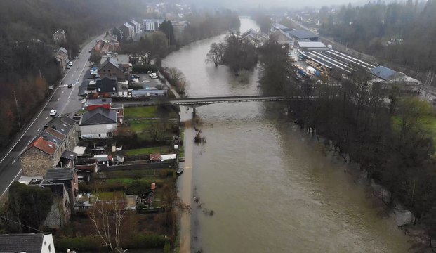 Le niveau de l'Ourthe à Angleur est monté dangereusement ce 1er février 2021