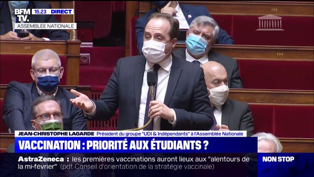 Jean-Christophe Lagarde (UDI et indépendants): Souhaitez-vous que les étudiants puissent être prioritaires sur le vaccin AstraZeneca ?