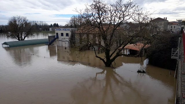 Crue de la Garonne à La Réole : inondations, mardi 2 février 2021