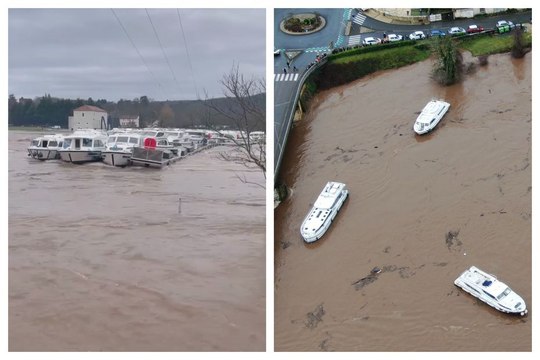 Les images incroyables de dizaines de bateaux arrachés à leur ponton et emportés par la crue du Lot