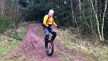 Mountain Unicyclist Attempts Trail Rides
