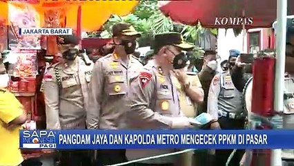 Pangdam Jaya dan Kapolda Metro Mengecek PPKM di Pasar