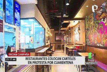 Restaurantes colocan carteles en protesta contra cuarentena