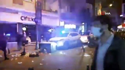 Kadıköy’de polis aracına saldıran eylemciler yoldan geçen iki kişiyi darp etti