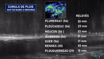 Cumuls pluviométriques observés dans la nuit du  2 au 3 février 2021