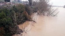 Inondations après la tempête Justine : crue de la Garonne, à La Réole (Gironde)