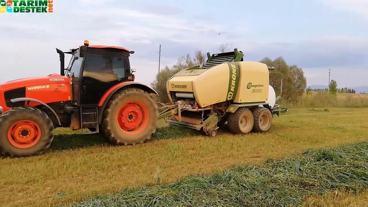 Krone CF155x Streçli Rulo Balya Yapımı - Kubota M135GX-II