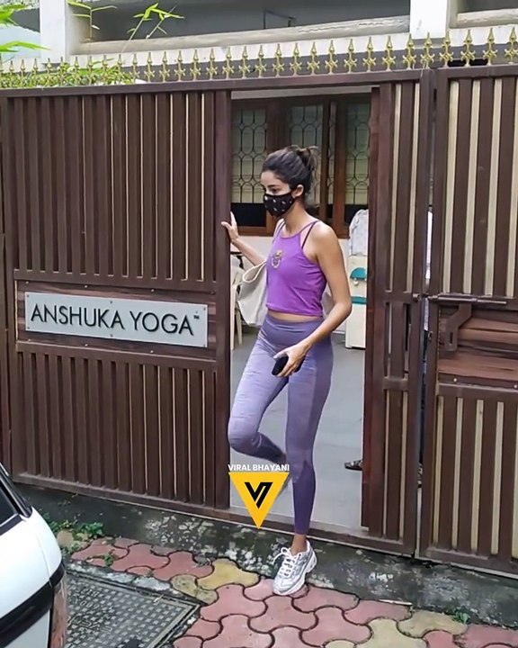 Deep Purple Gym Outfit  looks good on Ananya Panday