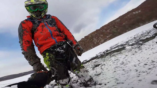 Motor Bike Riders Slip into Large Clay Pond