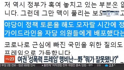 여권 '성폭력 프레임' 맹비난…野 "뭐가 잘못됐나?"