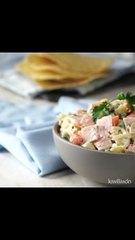 Pasta with Russian Salad and Turkey Breast