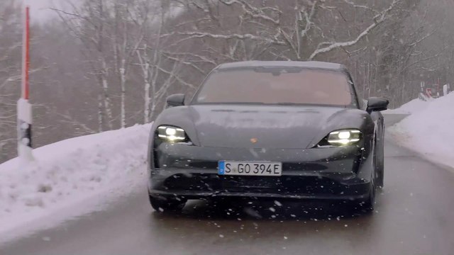 The new Porsche Taycan in Volcano Grey Driving Video