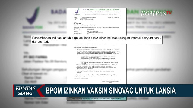 Vaksin Corona Sinovac Diizinkan untuk Lansia oleh BPOM