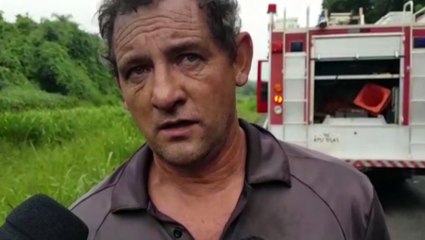 Vídeo mostra pai tentando salvar filho de carreta em chamas na BR-467