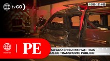 Hombre quedó atrapado en su minivan tras chocar con bus de transporte público | Primera Edición