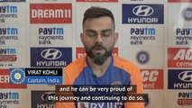 Kohli congratulates Joe Root on 100 Tests