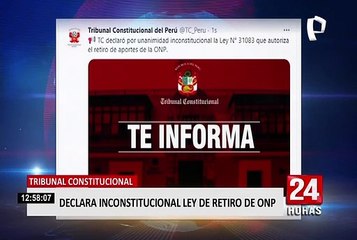 TC declara inconstitucional ley que autoriza el retiro de aportes de la ONP