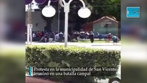 Una protesta en la municipalidad de San Vicente terminó en una batalla campal