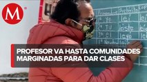 Profesor modifica su camioneta para dar clases a sus alumnos sin acceso a internet