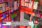 SMP: delincuentes roban en botica y se llevan 90 mil soles en medicamentos