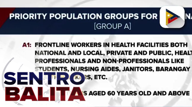Pagkakasunod-sunod ng mga babakunahan vs. COVID-19, inilatag ng IATF; unang tranche ng Pfizer COVID-19 vaccines, ilalaan sa health workers ayon sa Palasyo
