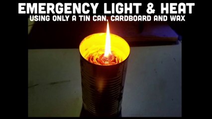 Emergency Light & Heat Using A Tin Can, Cardboard & Wax