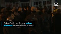 Bakan Soylu ve Kurum, enkaz alanında incelemelerde bulundu