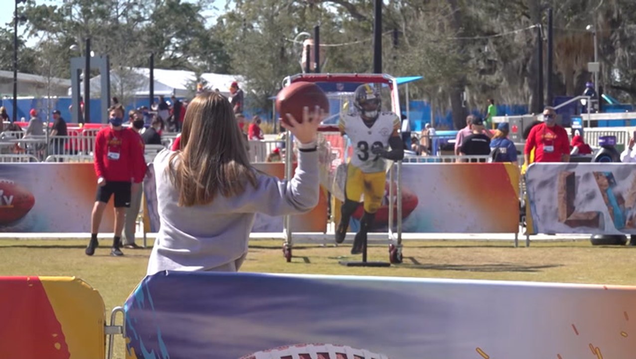Super Bowl NFL Experience held outside in warm weather