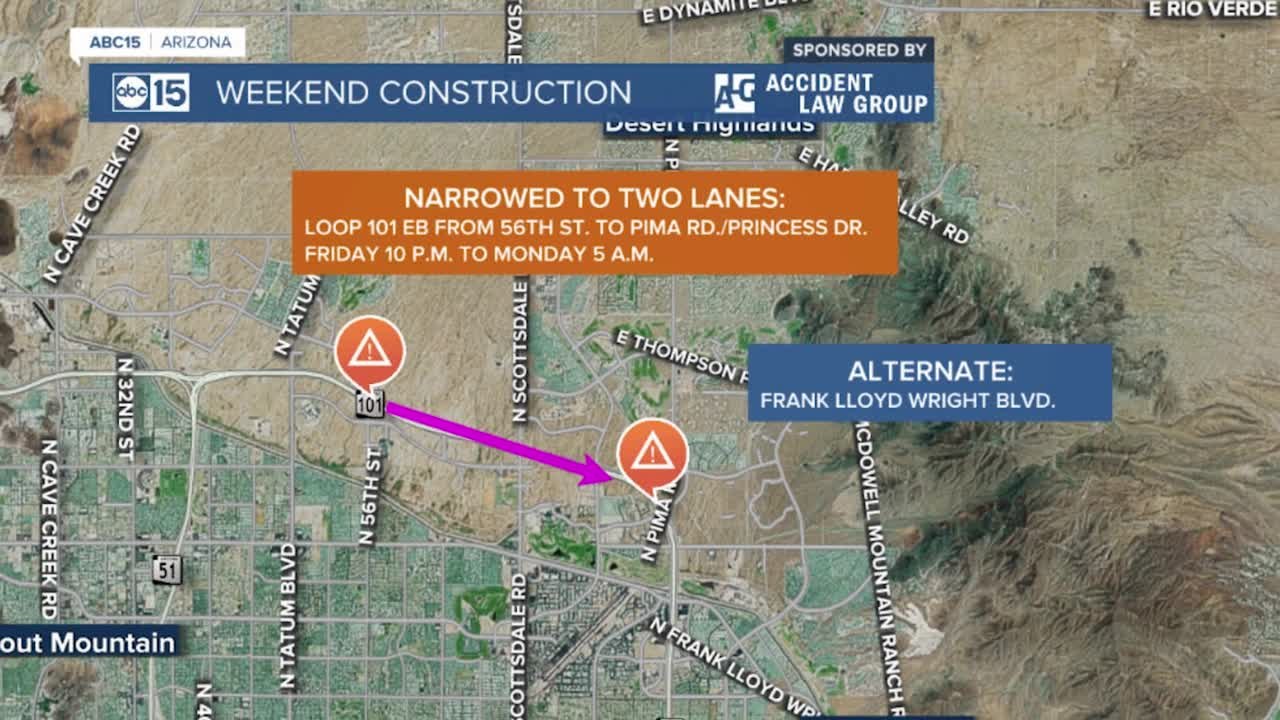 Weekend construction impacts Loop 101 and SR-51