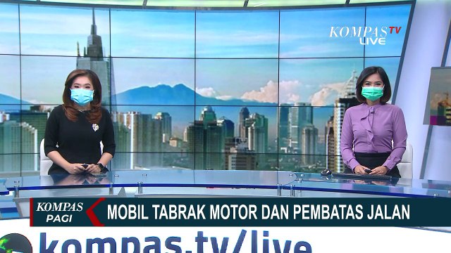 Penampakan Mobil yang Tabrak Pembatas Jalan dan Mobil dari Jalur Berlawanan
