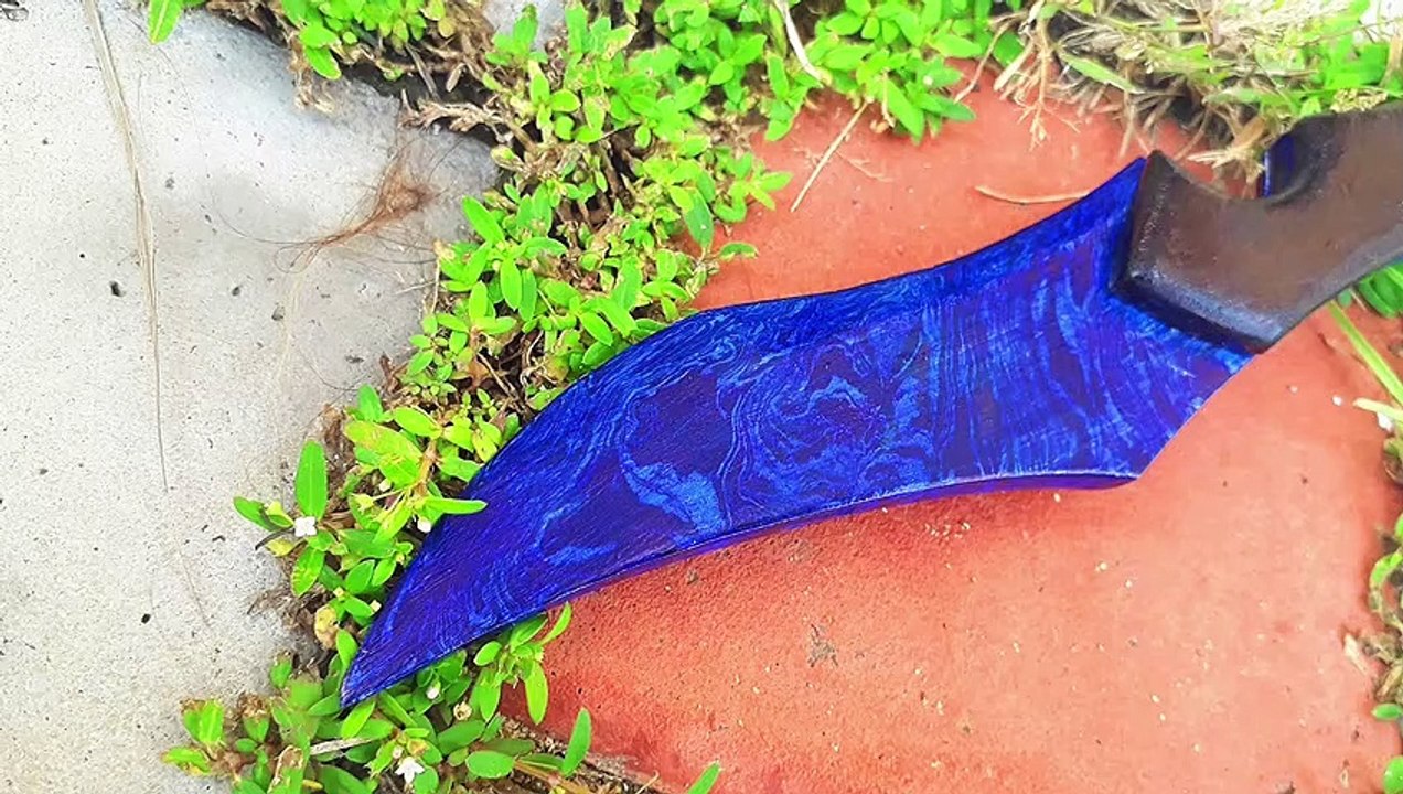 Blue Damascus knife | how to make a blue fantasy knife