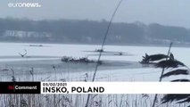 شاهد: إنقاذ 5 أيائل من بحيرة متجمدة في بولندا