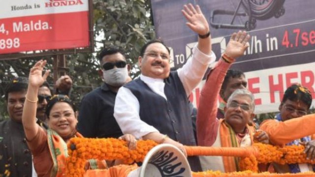 Jai Shri Ram slogan echoed in Nadda's roadshow in Malda