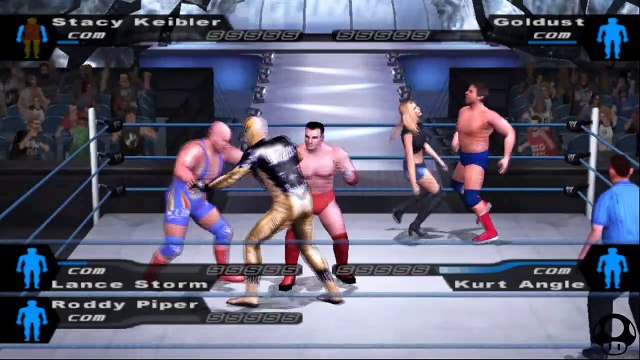 Here Comes the Pain Stacy Keibler vs Goldust vs Lance Storm vs Kurt Angle vs Roddy Piper