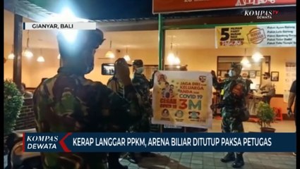 Kerap Langgar PPKM , Arena Biliar Ditutup Paksa Petugas