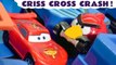 Hot Wheels Criss Cross Crash Racing Challenge with Disney Cars 3 Lightning McQueen versus Angry Birds Red in this Family Friendly Funny Funlings Race Video for Kids from Kid Friendly Family Channel Toy Trains 4U
