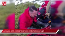 Jandarma nefes kesen kurtarma operasyonunun görüntülerini paylaştı