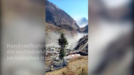 Handyaufnahmen zeigen verheerende Sturzflut im Himalaja