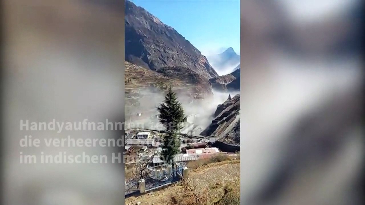 Handyaufnahmen zeigen verheerende Sturzflut im Himalaja