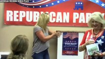 MARJORIE GREENE GROPES TRUMP CUTOUT - CROTCH GRABBING - REPUBLICAN WOMEN MEETUP PARTY - MAGA QANON