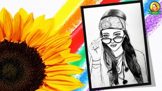 How to draw a girl with glasses | How to draw a Girl face with Glasses for beginners| girl face draw