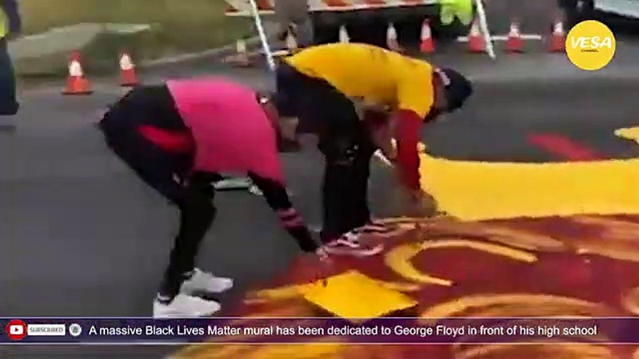 A massive Black Lives Matter mural has been dedicated to George Floyd in front of his high schoo