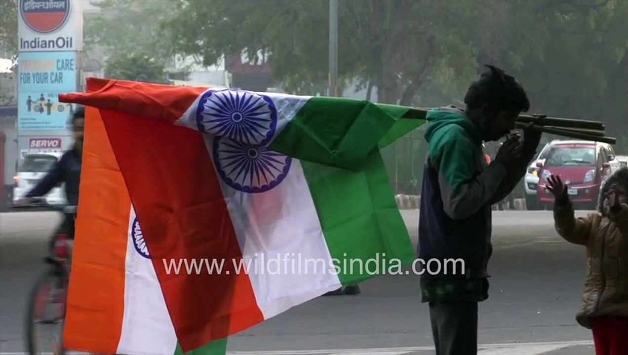 Tricolour or National Flag sold by homeless Ind...