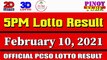 Lotto Result Today 5pm Feb 10 2021 Swertres Ez2 PCSO