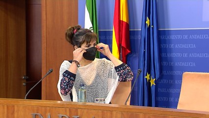 La diputada no adscrita Teresa Rodríguez en el Parlamento de Andalucía